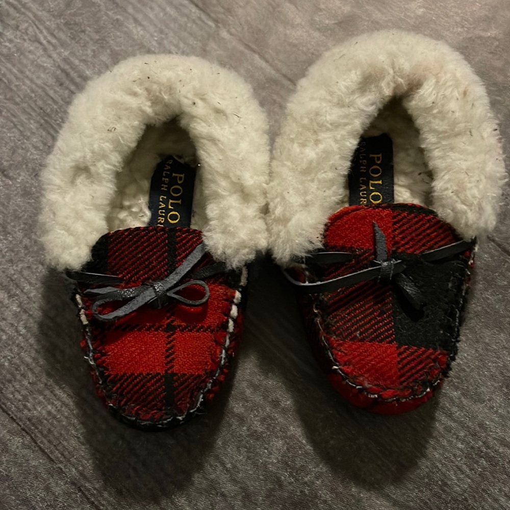 Polo Ralph Lauren original baby slippers. Classic baby slippers.